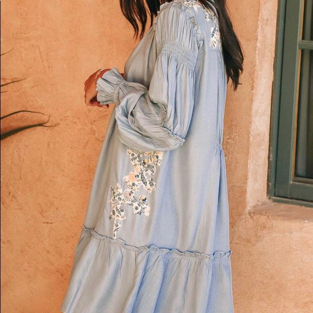 Blue Floral Dress - LARGE